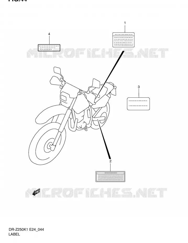 ETIQUETTE Suzuki MOTO 250 DR-Z 2004  DR-Z250K4(E24)