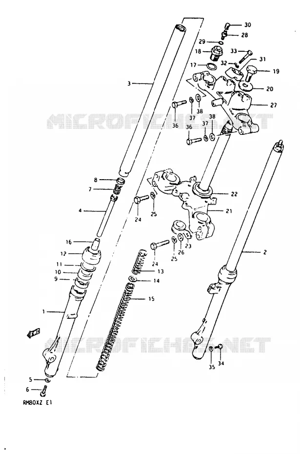 FOURCHE AVANT Suzuki MOTO 80 RM 1982  RM80XZ