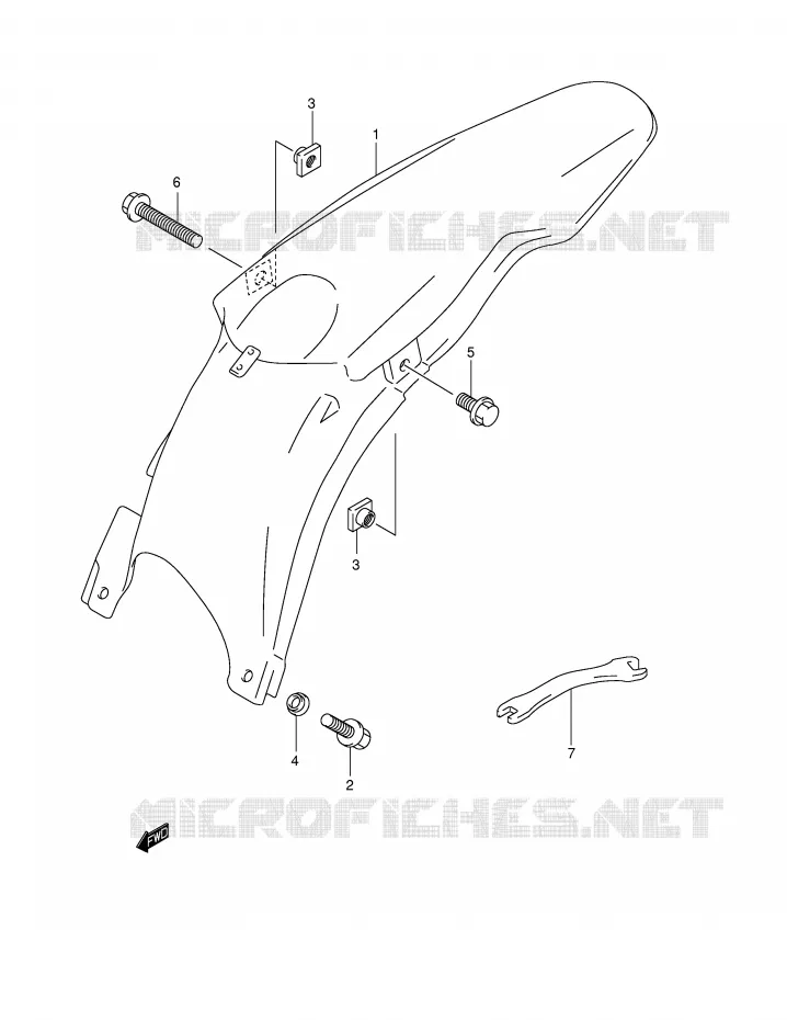 GARDE BOUE ARRIERE (MODELE K1) Suzuki MOTO 250 RM 2001  RM250K1(E2)