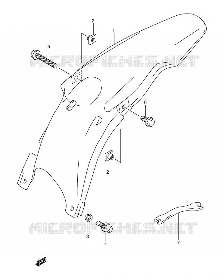 GARDE BOUE ARRIERE (MODELE K1) Suzuki MOTO 250 RM 2002  RM250K2(E3/E28)