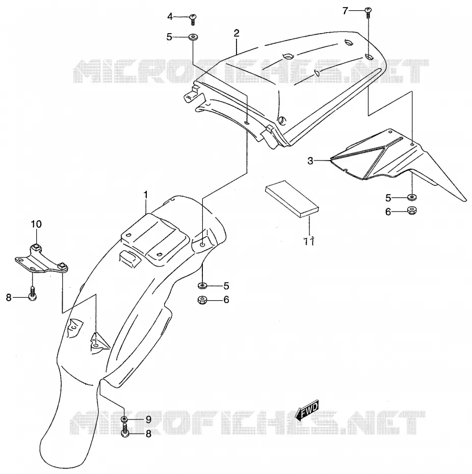 GARDE BOUE ARRIERE Suzuki MOTO 50 Autres-modeles 2000  SMX50Y