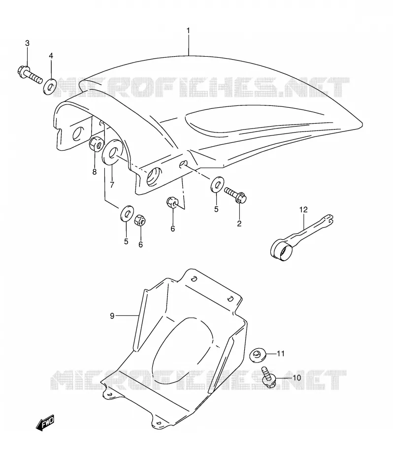 GARDE BOUE ARRIERE Suzuki MOTO 80 RM 1996  RM80T(E3/E28)