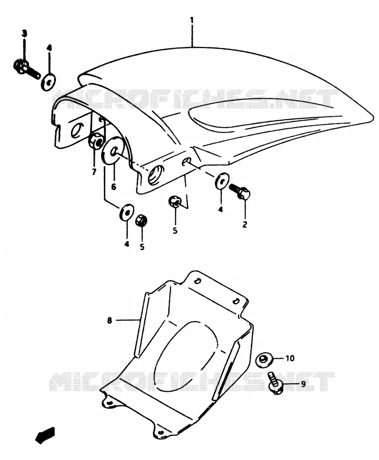 GARDE BOUE ARRIERE Suzuki MOTO 80 RM 1996  RM80T(T/V)
