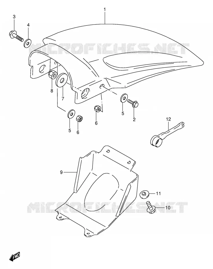 GARDE BOUE ARRIERE Suzuki MOTO 80 RM 1997  RM80V(E24)