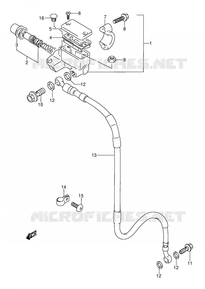 MAITRE CYLINDRE AVANT (MODELE T E1) Suzuki MOTO 250 RMX 1990  RMX250L(E1)