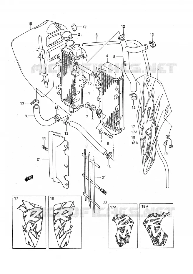 RADIATEUR (MODELE N/P) Suzuki MOTO 125 RM 1992  RM125N(E28)