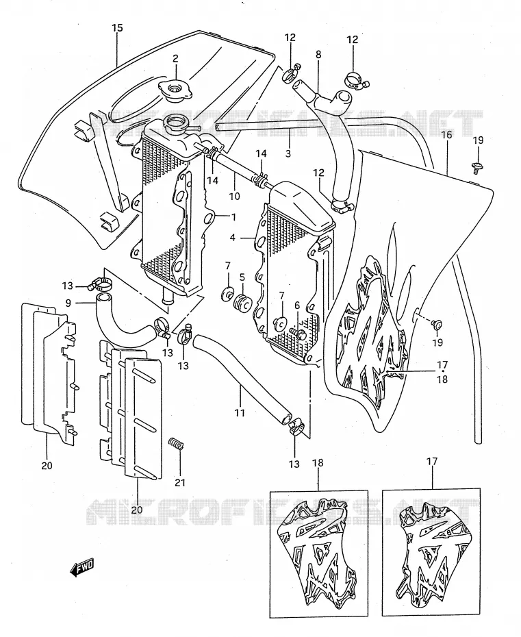 RADIATEUR (MODELE R/S) Suzuki MOTO 125 RM 1994  RM125R(E28)