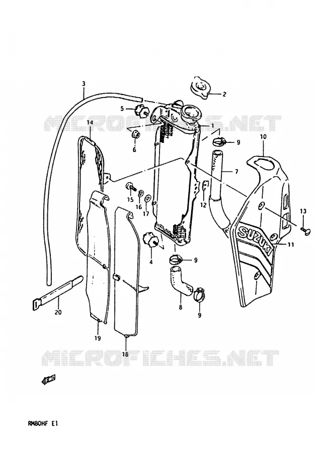 RADIATEUR Suzuki MOTO 80 RM 1985  RM80HF
