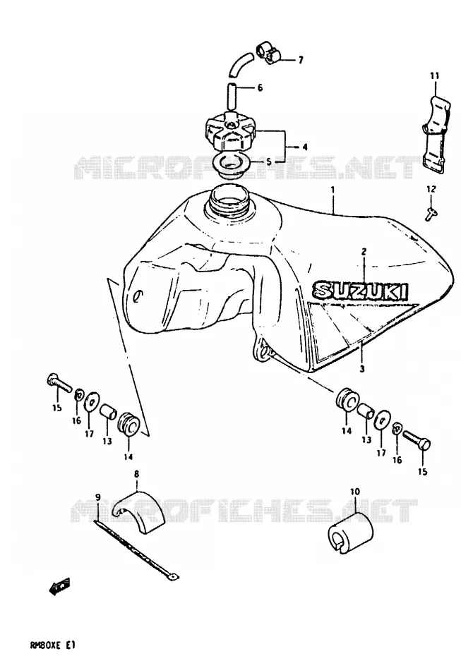 RESERVOIR D'ESSENCE (MODELE D) Suzuki MOTO 80 RM 1983  RM80XD(D/E)