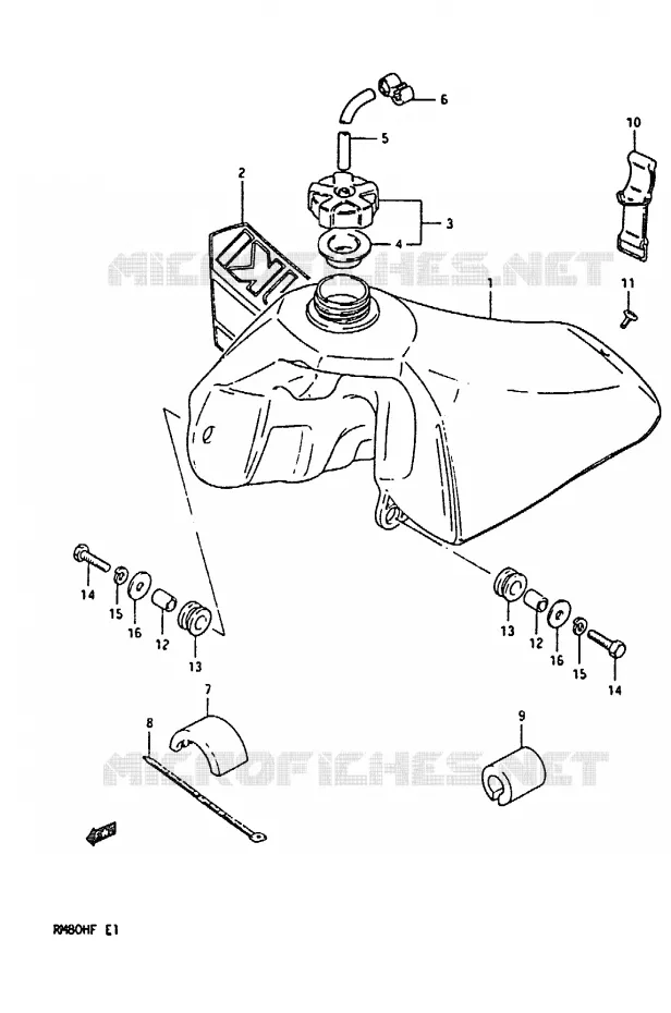 RESERVOIR D'ESSENCE Suzuki MOTO 80 RM 1985  RM80HF