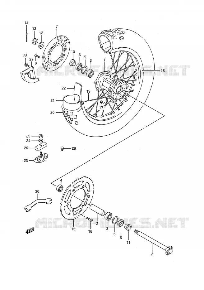 ROUE ARRIERE (MODELE L/M) Suzuki MOTO 250 RM 1992  RM250N(E28)
