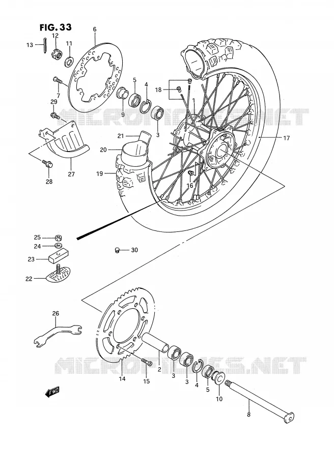 ROUE ARRIERE Suzuki MOTO 250 RM 1993  RM250P(E2)