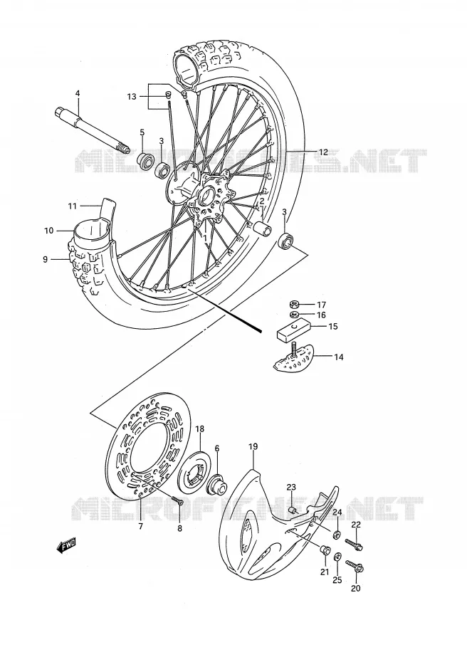 ROUE AVANT (MODELE N) Suzuki MOTO 250 RM 1991  RM250M(E28)