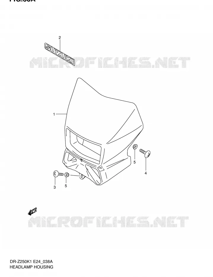SUPPORT - CARENAGES DE PHARE (MODELE K2/K3/K4/K5) Suzuki MOTO 250 DR-Z 2004  DR-Z250K4(E24)