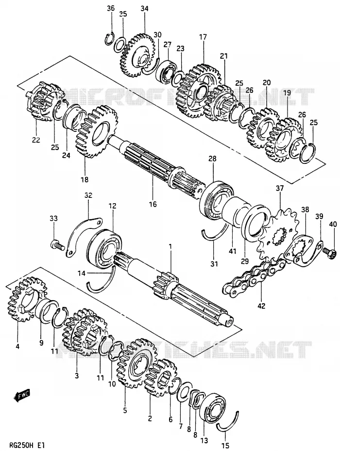TRANSMISSION Suzuki MOTO 250 RG 1987  RG250H(G/H)