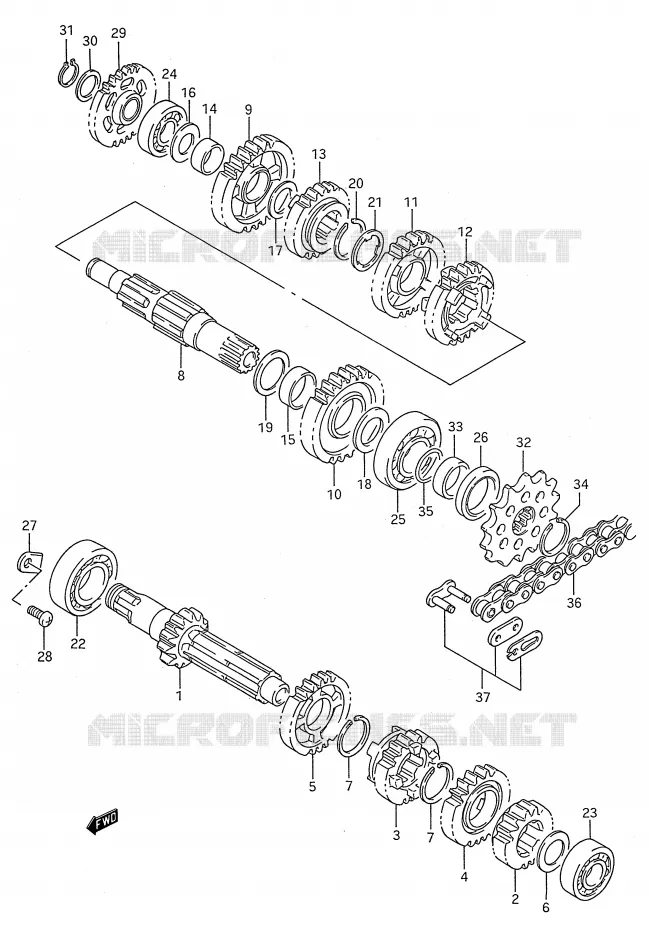 TRANSMISSION Suzuki MOTO 250 RM 1994  RM250R(E28)