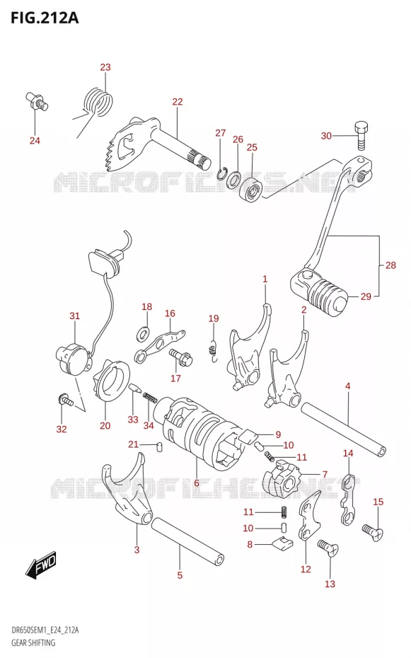 ENSEMBLE DE SELECTION DE VITESSES Suzuki MOTO 650 DR 2021  DR650SE M1 (E24)