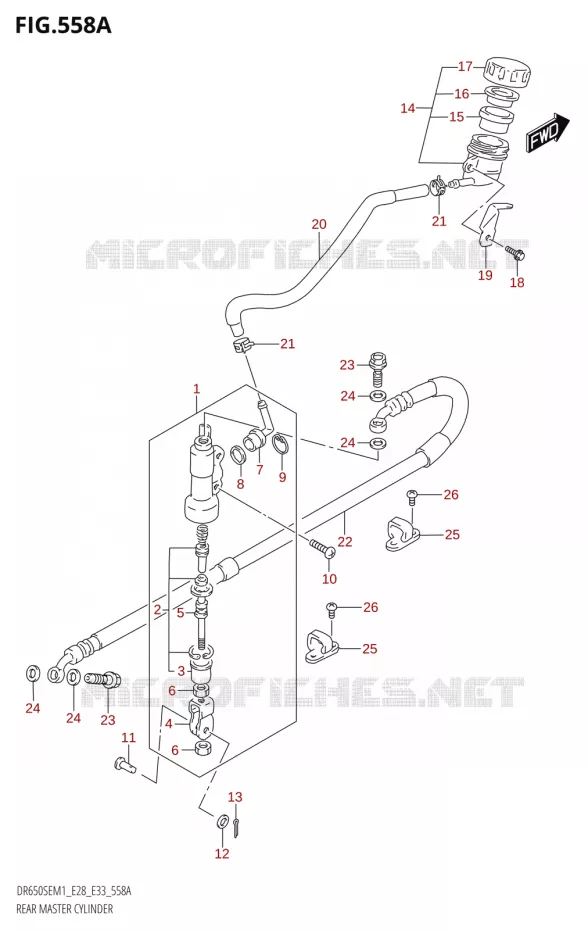 MAITRE CYLINDRE DE FREIN ARRIERE Suzuki MOTO 650 DR 2021  DR650SE M1 (E33 / E28)