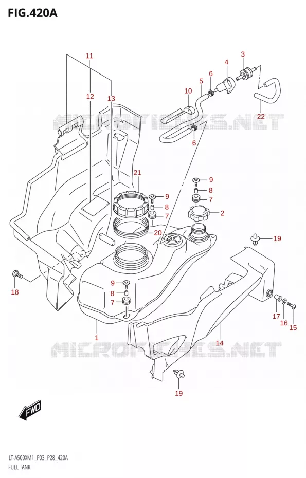 RESERVOIR D'ESSENCE Suzuki QUAD 500 KINGQUAD 2021  LT-A500X / XP M1 (P03,P28,P33)