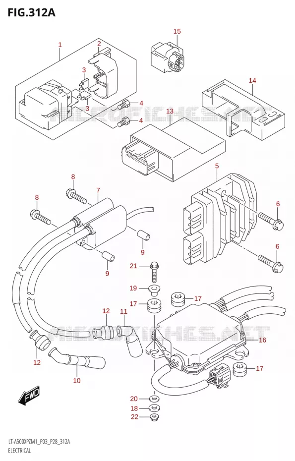 PARTIE ELECTRIQUE8) Suzuki QUAD 500 KINGQUAD 2021  LT-A500XPZ M1 (P03,P28,P33)