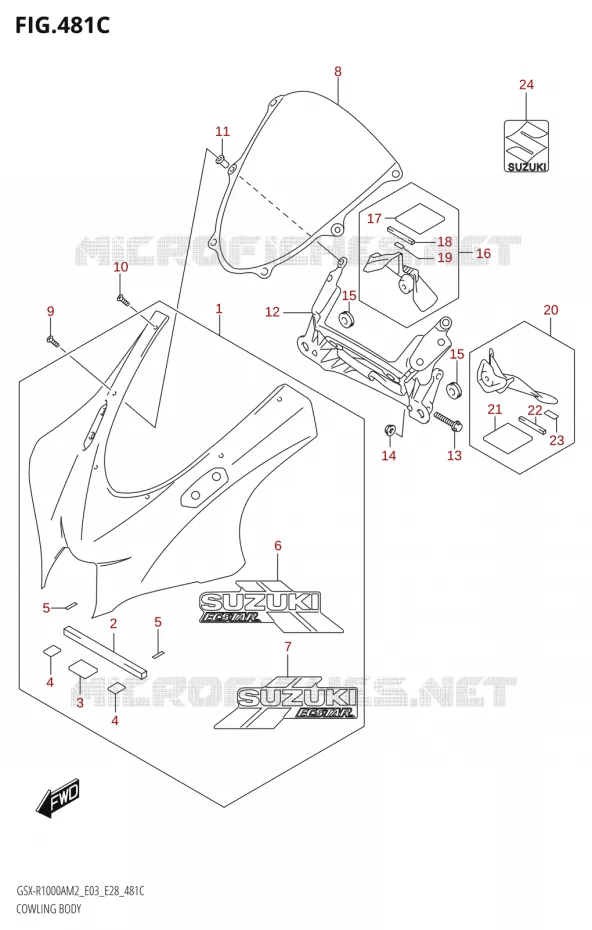 CARENAGE AVANT - TETE DE FOURCHE (GSX-R1000RZA) Suzuki MOTO 1000 GSX-R 2022  GSX-R1000A M2 (E03 E28)