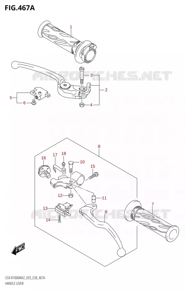 LEVIERS - POIGNEES Suzuki MOTO 1000 GSX-R 2022  GSX-R1000A M2 (E33)