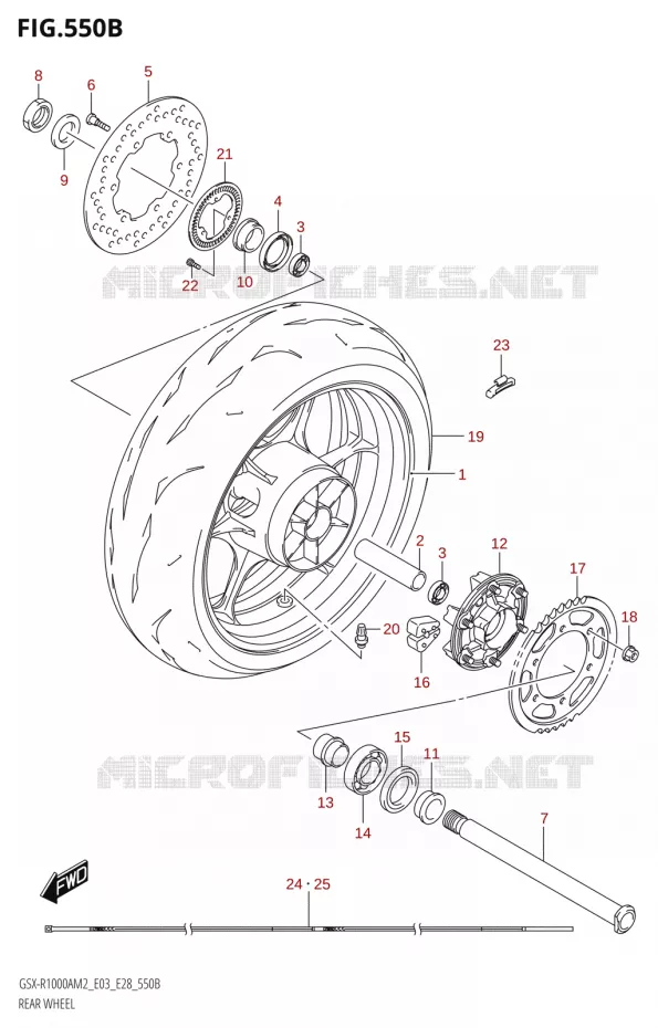 REAR WHEEL (GSX-R1000RZA) Suzuki MOTO 1000 GSX-R 2022  GSX-R1000A M2 (E33)