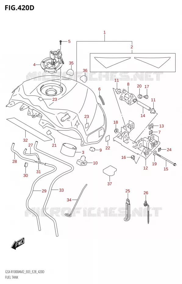 RESERVOIR D'ESSENCE:(E03,E28)) Suzuki MOTO 1000 GSX-R 2022  GSX-R1000A M2 (E33)
