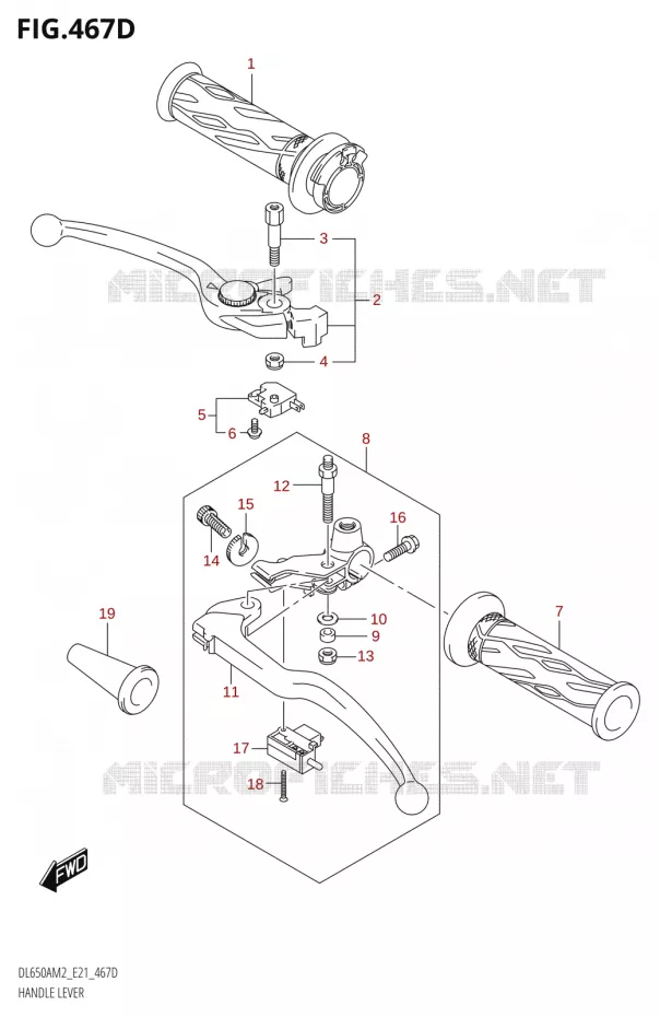 ENSEMBLE LEVIERS - POIGNEESM2 E21) Suzuki MOTO 650 V-STROM 2022  DL650XA M2 (E21)