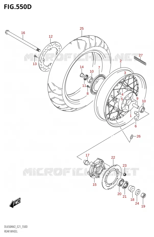 ROUE ARRIERE50XAUEM2 E21) Suzuki MOTO 650 V-STROM 2022  DL650XA M2 (E21)