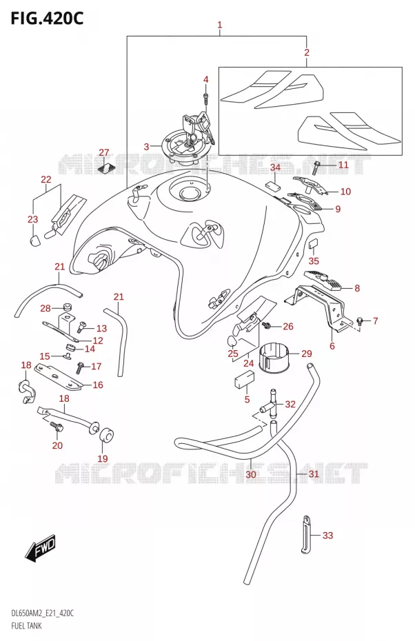 RESERVOIR D'ESSENCEXAM2 E21) Suzuki MOTO 650 V-STROM 2022  DL650AU M2 / DL650XAUE M2 (E21)