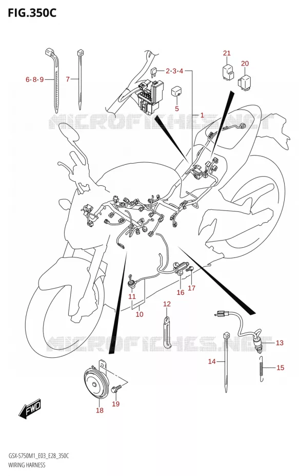 CABLAGE FAISCEAU (GSX-S750A,GSX-S750ZA:E03) Suzuki MOTO 750 GSX-S 2021  GSX-S750 / GSX-S750Z /​ GSX-S750A / ​GSX-S750ZA (E03 E28 )