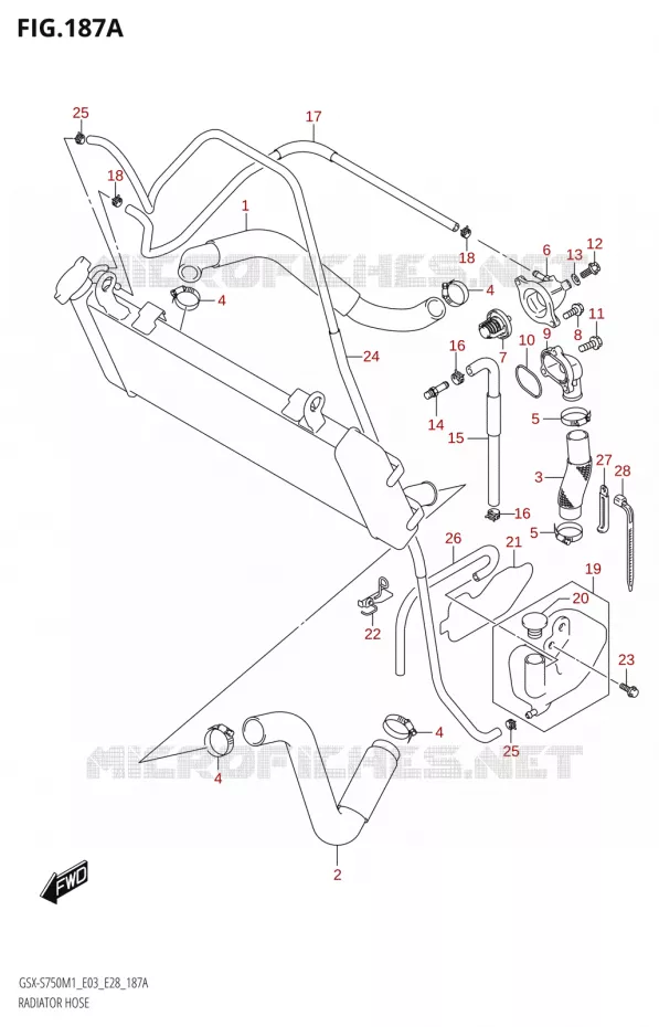 DURITE DE RADIATEUR Suzuki MOTO 750 GSX-S 2021  GSX-S750 / GSX-S750Z /​ GSX-S750A / ​GSX-S750ZA (E03 E28 )