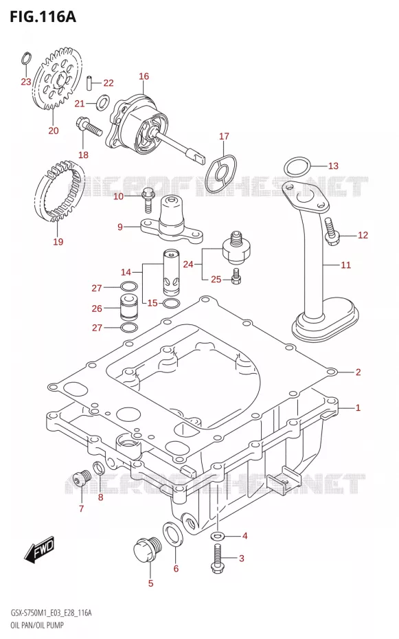 CARTER INFERIEUR - POMPE A HUILE Suzuki MOTO 750 GSX-S 2021  GSX-S750 / GSX-S750Z /​ GSX-S750A / ​GSX-S750ZA (E03 E28 )
