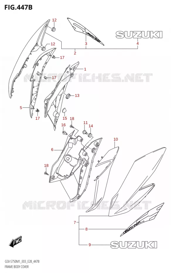 CARENAGES (GSX-S750Z,GSX-S750ZA) Suzuki MOTO 750 GSX-S 2021  GSX-S750 / GSX-S750Z /​ GSX-S750A / ​GSX-S750ZA (E03 E28 )