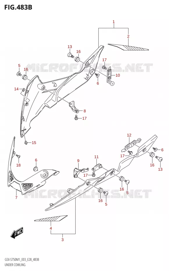 CARENAGES INFERIEUR (FLANCS)GSX-S750Z,GSX-S750ZA) Suzuki MOTO 750 GSX-S 2021  GSX-S750 / GSX-S750Z /​ GSX-S750A / ​GSX-S750ZA (E03 E28 )