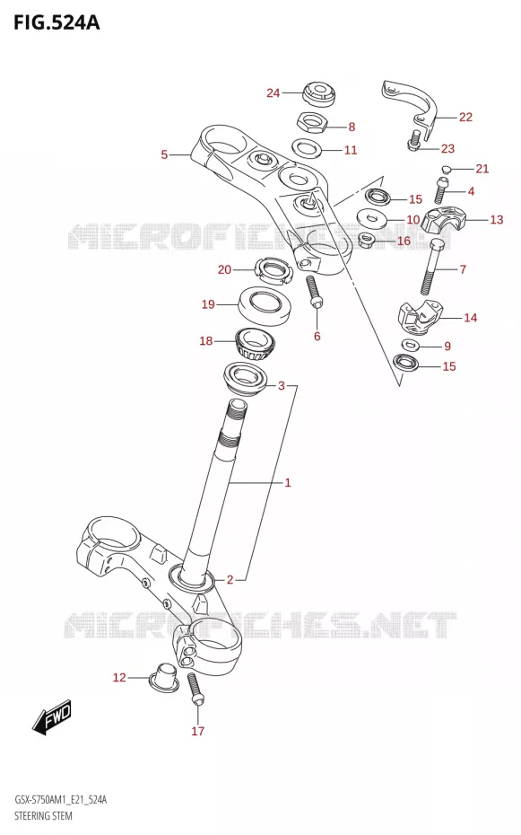 COLONNE DE DIRECTION (GSX-S750A,GSX-S750UQ,GSX-S750WQ) Suzuki MOTO 750 GSX-S 2021  GSX-S750A /​GSX-S750ZA M1 (E21)