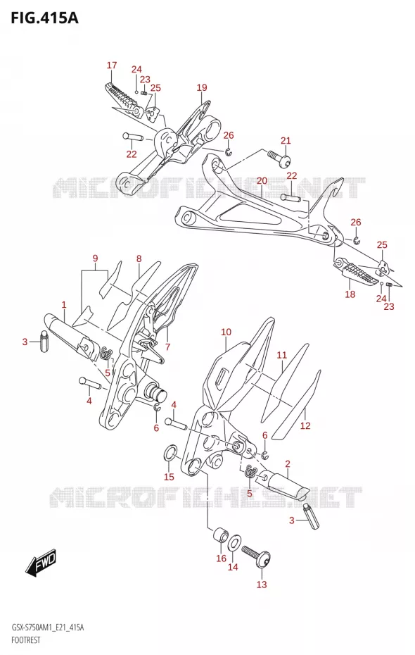REPOSE PIED Suzuki MOTO 750 GSX-S 2021  GSX-S750A /​GSX-S750ZA M1 (E21)