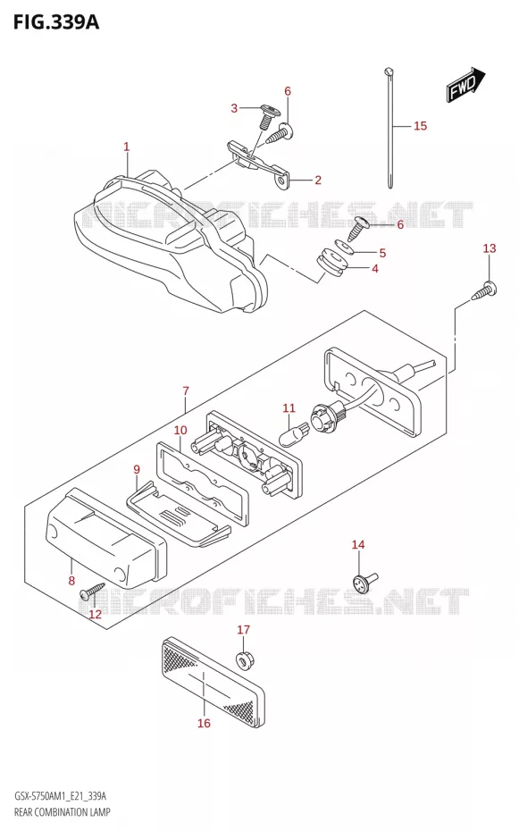 ENSEMBLE FEU ARRIERE Suzuki MOTO 750 GSX-S 2021  GSX-S750A /​GSX-S750ZA M1 (E21)