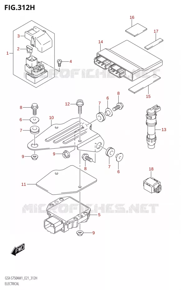 PARTIE ELECTRIQUE50UQ,GSX-S750UQZ) Suzuki MOTO 750 GSX-S 2021  GSX-S750A /​GSX-S750ZA M1 (E21)