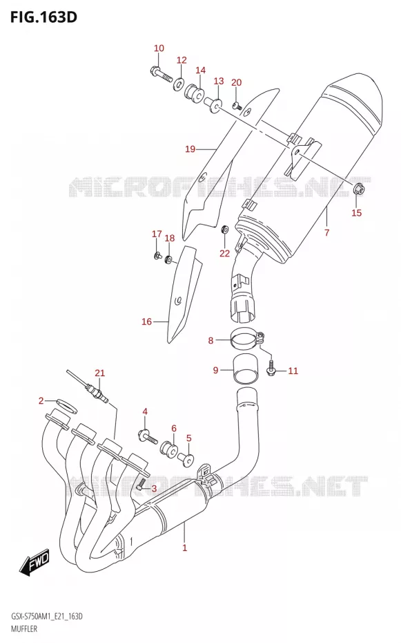SILENCIEUX (GSX-S750UQ,GSX-S750UQZ,GSX-S750WQ,GSX-S750WQZ) Suzuki MOTO 750 GSX-S 2021  GSX-S750A /​GSX-S750ZA M1 (E21)