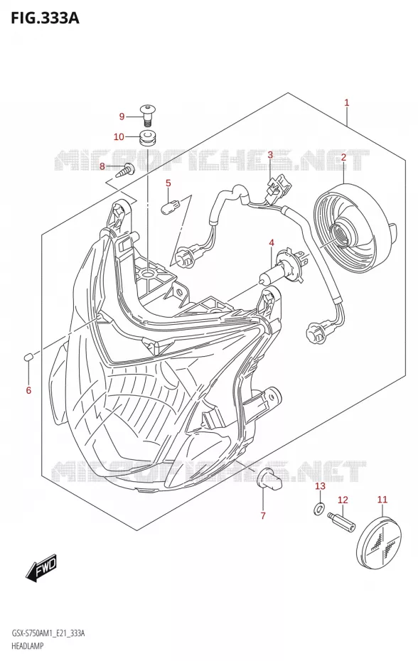 PHARE Suzuki MOTO 750 GSX-S 2021  GSX-S750A /​GSX-S750ZA M1 (E21)