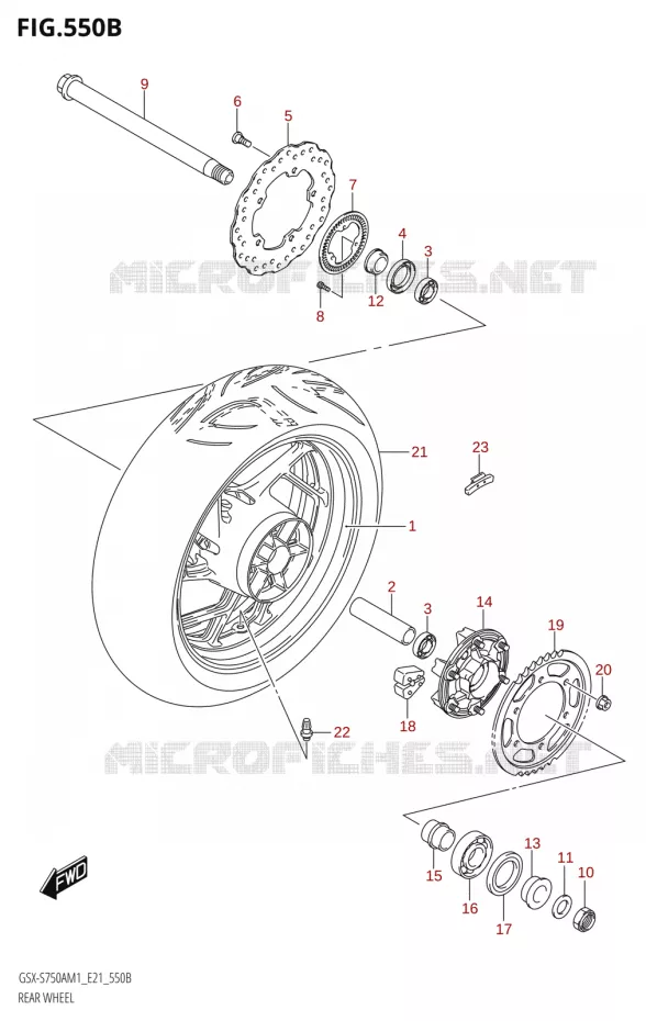 ROUE ARRIERE-S750A,GSX-S750UQ,GSX-S750WQ) Suzuki MOTO 750 GSX-S 2021  GSX-S750UQ / ​GSX-S750UQZ M1 (E21)