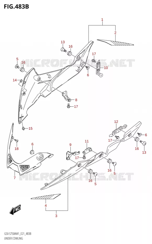 CARENAGES INFERIEUR (FLANCS)GSX-S750ZA,GSX-S750UQZ,GSX-S750WQZ) Suzuki MOTO 750 GSX-S 2021  GSX-S750UQ / ​GSX-S750UQZ M1 (E21)