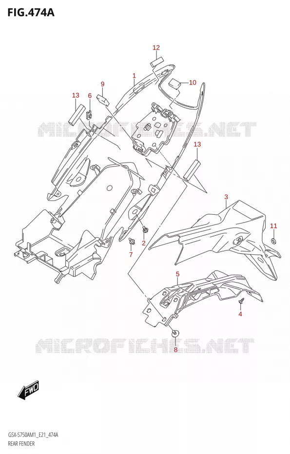 GARDE BOUE ARRIERE Suzuki MOTO 750 GSX-S 2021  GSX-S750UQ / ​GSX-S750UQZ M1 (E21)