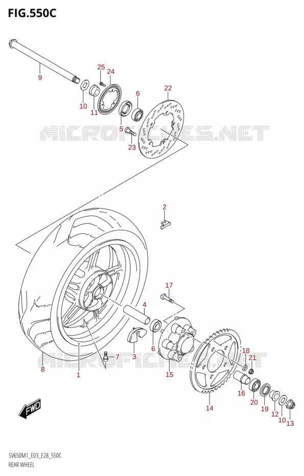 ROUE ARRIERE50XA) Suzuki MOTO 650 SV 2021  SV650 M1 (E03,E28,E33)