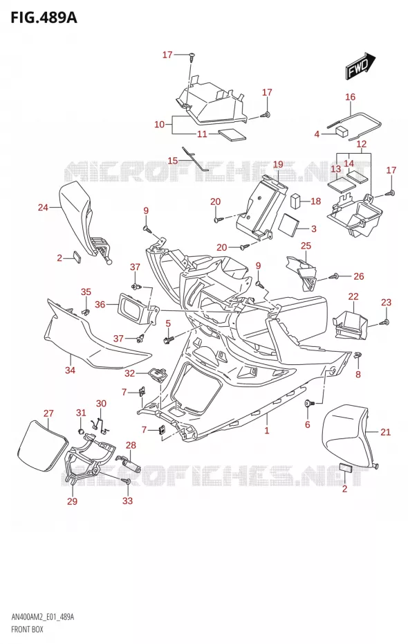 BOITE AVANT Suzuki SCOOTER 400 BURGMAN 2022  AN400A M2 (E01)