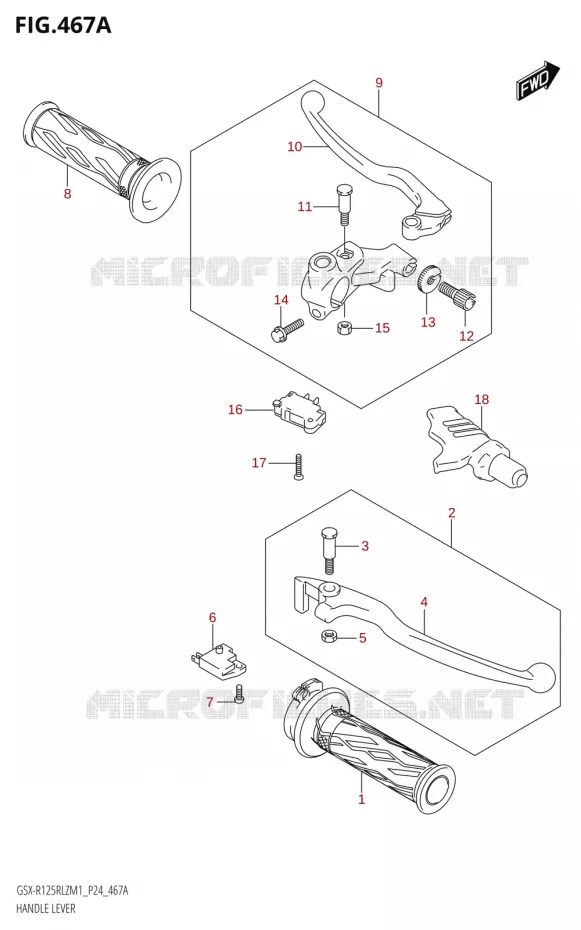 ENSEMBLE LEVIERS - POIGNEES Suzuki MOTO 125 GSX-R 2021  GSX-R125RLZ M1 (P24)