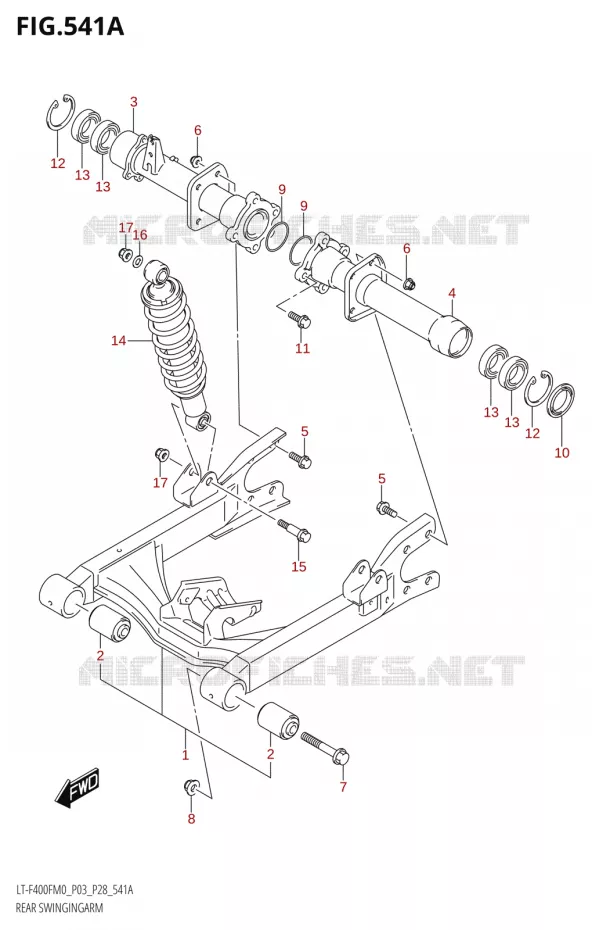BRAS OSCILLANT ARRIERE Suzuki QUAD 400 KINGQUAD 2020  LT-F400F (P03)