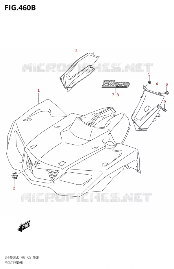 GARDE BOUE AVANT (LT-F400FM0 P28) Suzuki QUAD 400 KINGQUAD 2020  LT-F400F (P03)